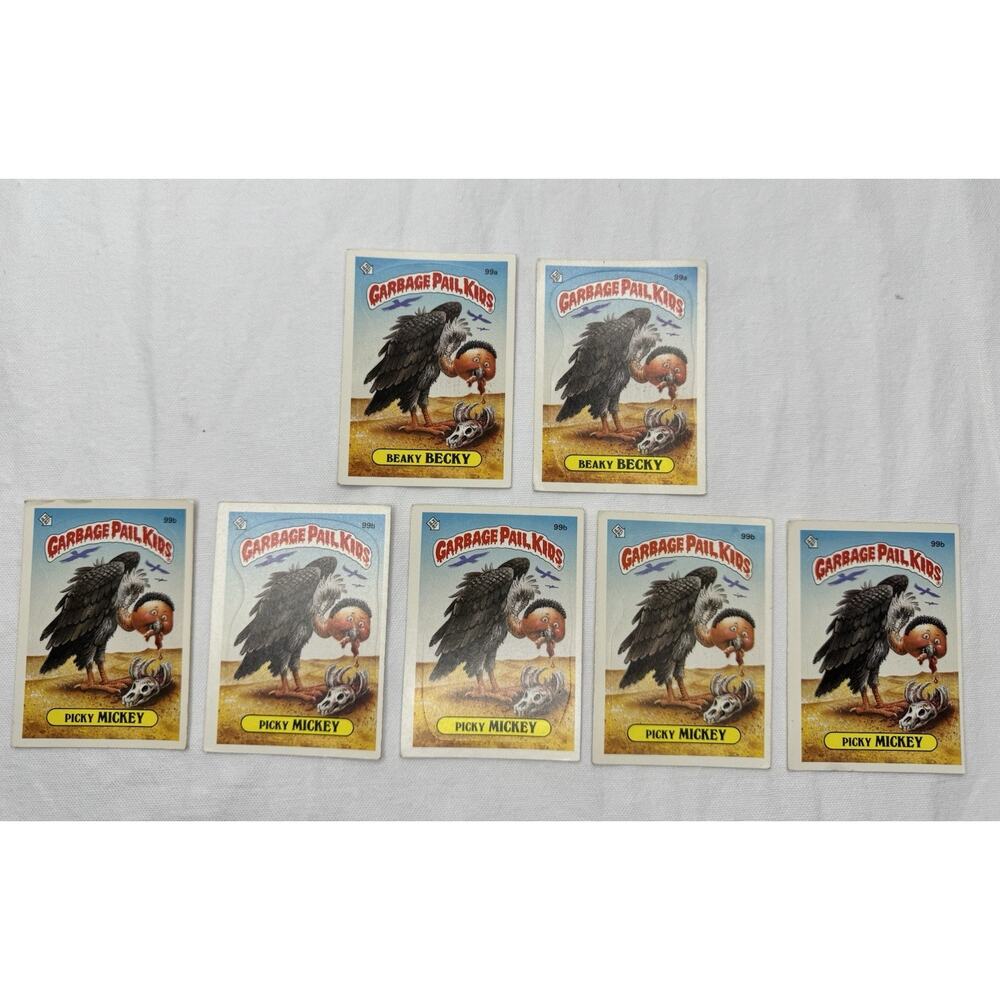 1986 Garbage Pail Kids Lot of 7 Beaky Becky Picky Mick Cards Original Series Raw